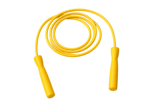 Yellow jump rope fitness equipment isolated on transparent background