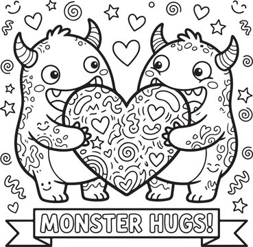 Cute cartoon characters coloring page for kids, vector outline illustration