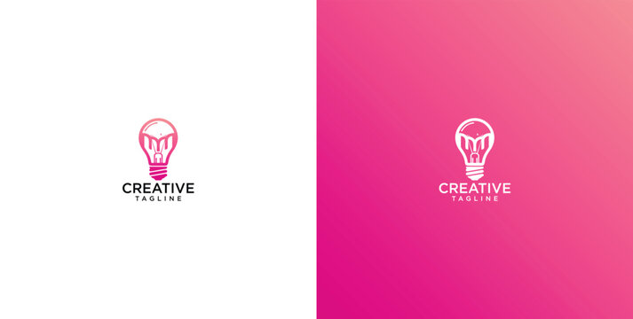 Modern Light Bulb Logo Concept Featuring Minimalist Letter M Integration for Creative Branding and Innovative Business Identity Solutions