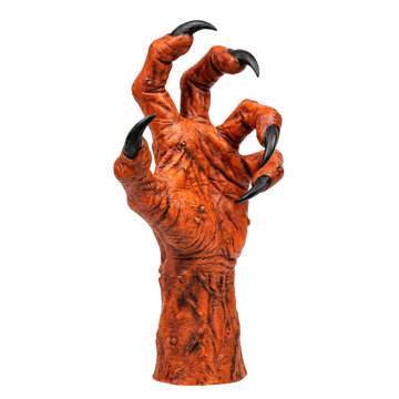 Terrifying Monster Hand with Sharp Claws and Orange Skin, Horror Theme