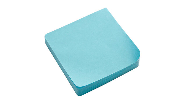 Square blank pastel blue sticky notes note sheet template isolated on transparent background Png cut out