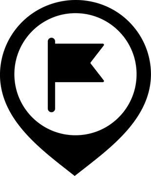 Flag map pin icon mark goal checkpoint milestone finish start signal nation territory banner point landmark achieve indicate location marker solid black silhouette