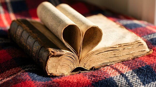 Celebrating book lovers' day world book day antique books forming a heart shape