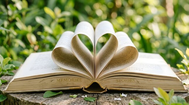 Celebrating book lovers' day world book day open book forming a heart shape