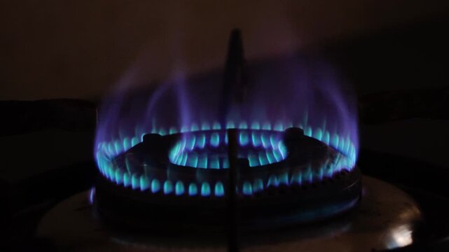 Close up of LPG Gas burner blue flame