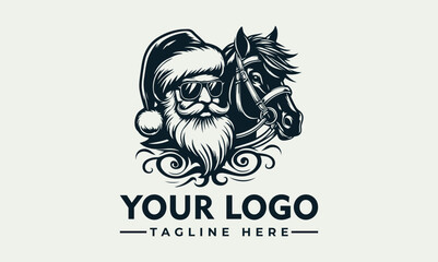 Cool Santa Claus wearing sunglasses with a horse mascot logo design. © Egis
