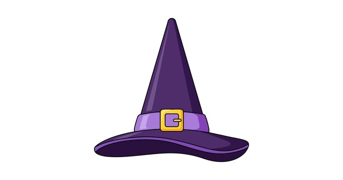 Purple witch hat illustration for Halloween, isolated on white background