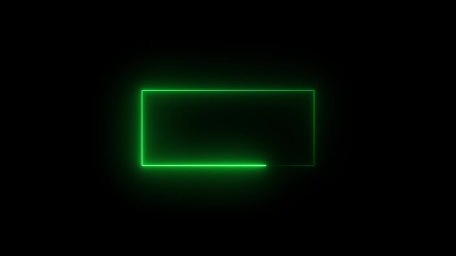 Vivid green neon rectangle border on a dark background abstract bright