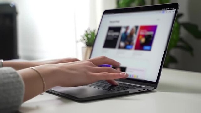 User actively engaging with a laptop, navigating digital content and applications for efficient workflow, productivity, and modern online service access. Showcasing seamless digital experience.