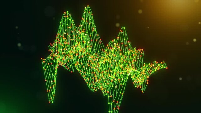 Dynamic Tanzania map animation built from interconnected neural nodes and flowing digital links over a green yellow orange bokeh background, representing AI and digital transformation.
