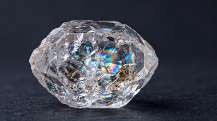 Naklejka premium Photorealistic Extreme Macro of Translucent Quartz Crystal Internal Fractures with Clean Background