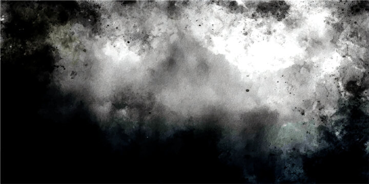 Dark moody abstract smoke cloud texture with particles and debris against black background.