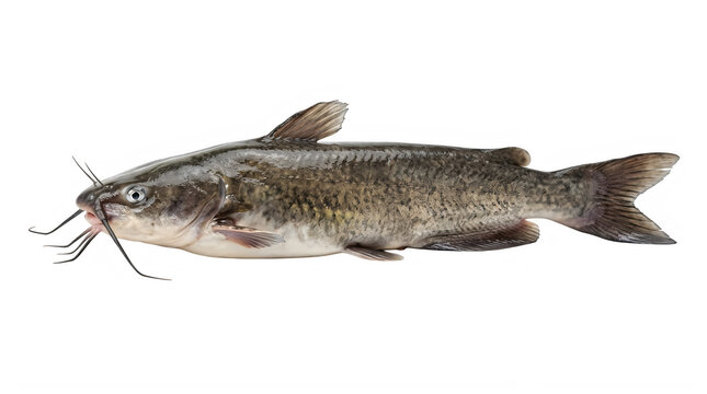 Raw Catfish Isolated On Black Background Detailed Fish Photography