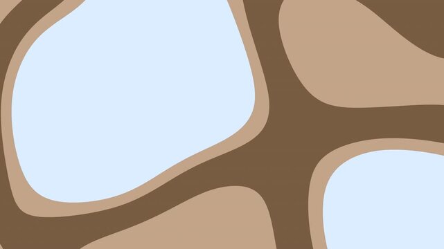 Animated abstract organic blob pattern in earthy brown and light blue. Ideal for modern motion graphics, social media backdrops, titles, overlays, and transitions.