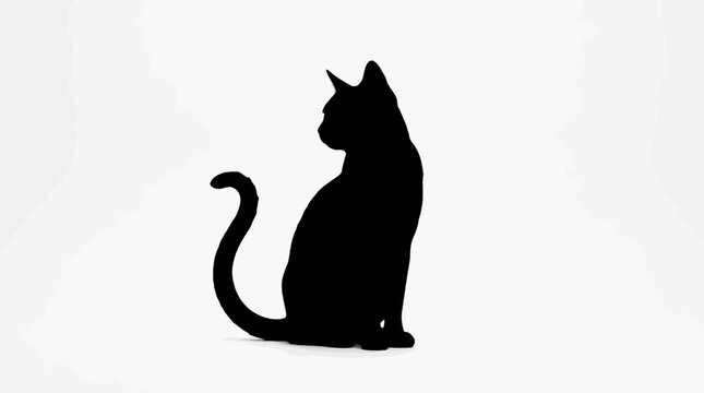 Black cat silhouette, feline icon, pet vector, animal shape isolated on White Background silhouette