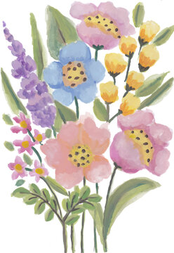 Watercolor Bouquet of Flowers Illustration