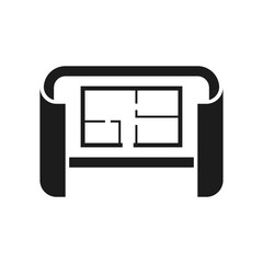 Obraz premium House construction blueprint icon in flat style. Room plan vector illustration on isolated background. Apartment structure sign business concept.
