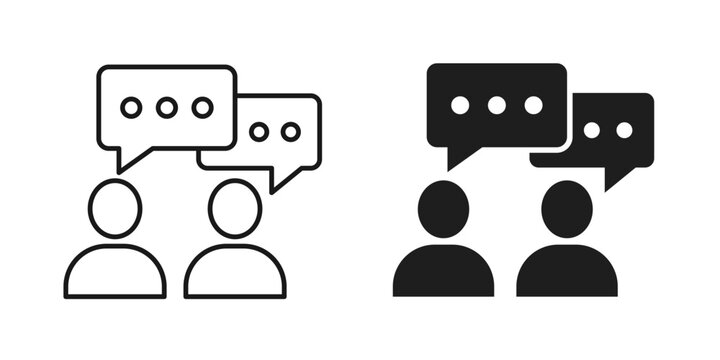People talking icon in flat style. Human communication vector illustration on isolated background. Teamwork sign business concept.