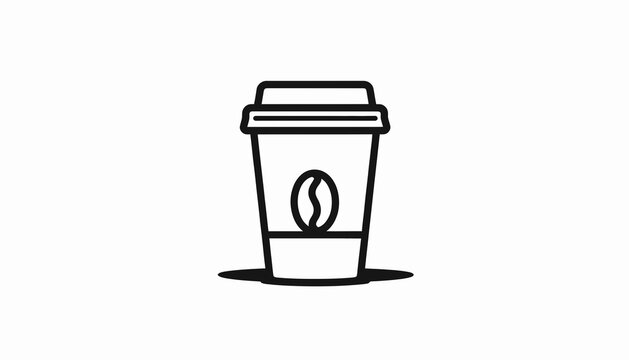 Black line coffee cup icon design.