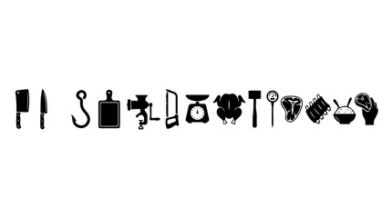 Kitchen tools and cooking utensils illustration featuring knives, boards, scales, and bowls symbolizing culinary creativity and food preparation © Rasheed