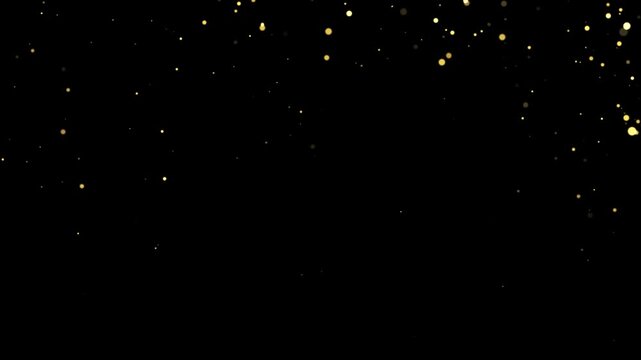 Circular swirl of glowing golden glitter particles moving in a circle on black background motion graphic showing a of light rotating, creating a magical glitter light trail 4K
