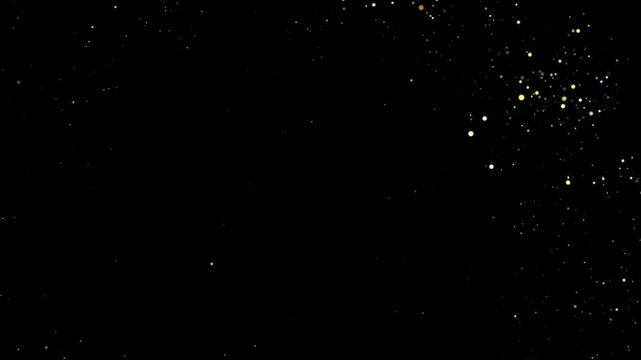 Glowing golden particles swirling in circular motion against black background, Gold light swirl sparkle, pixie dust path, christmas stars isolated 4K