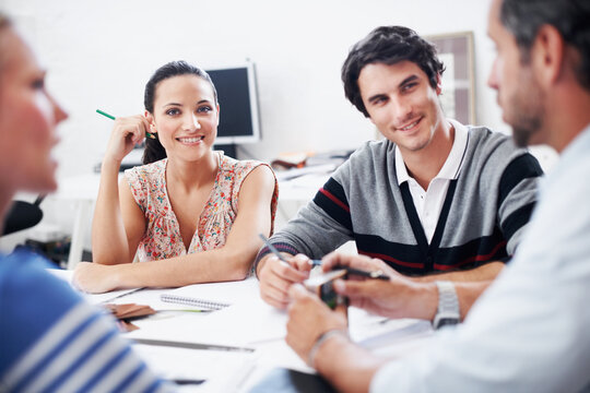 Team, meeting and discussion with business people in office for interior design feedback, planning and idea. Architect, client briefing and project management with portrait of woman in agency