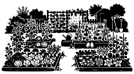 Obraz premium Organic vegetable garden silhouette