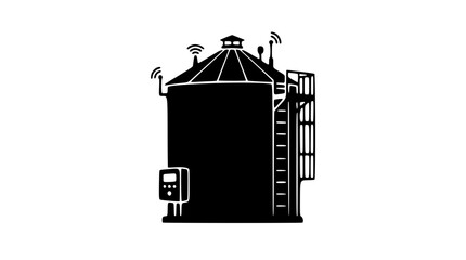 Smart grain silo silhouette © BlackStarCreations