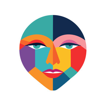 Colorful Abstract Geometric Face Vector