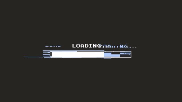 Loading Glitch Progress Bar Animation on Retro Computer Screen with alpha 4k video