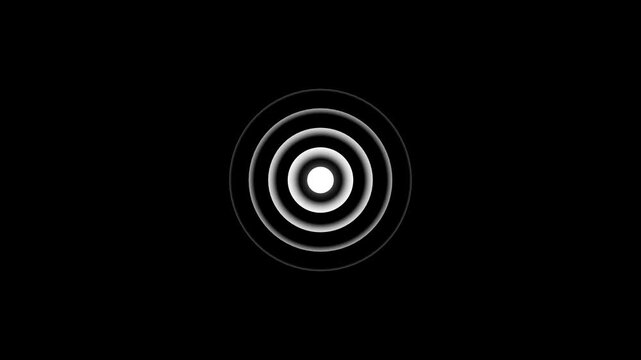 Abstract concentric circles expanding outward on black background.