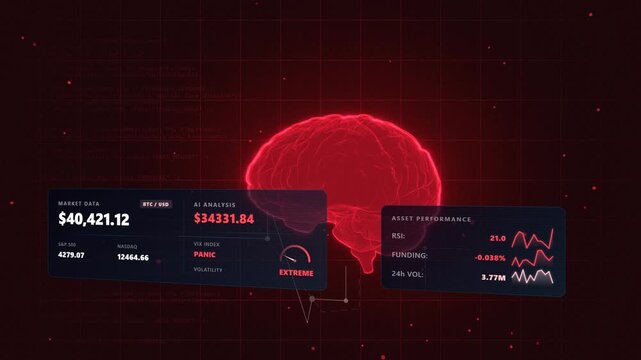 Steady analytical shot detailing a bear market alert system featuring a flashing red panic liquidation dashboard inside a real-time market volatility gauges displaying English metrics.
