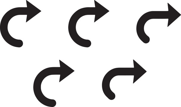 Return arrow icon set collection of black redo and undo symbols isolated on transparent background. Vector Illustration