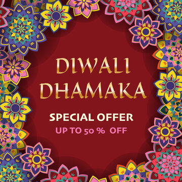 Diwali Dhamaka Sale design template for advertisements, special offers, marketing, discount poster