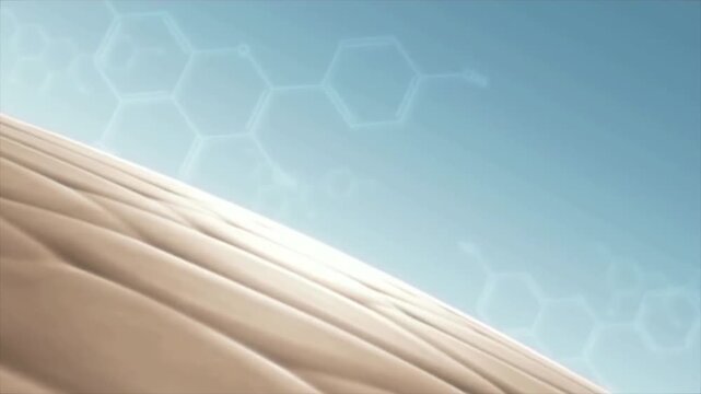 Essence liquid bubbles drip into the skin, forming a protective barrier against aging. Activating deep cells. Concept skincare beauty solution for cosmetic ads. 3D animation.