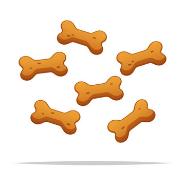 Bone shaped dry dog food vector isolated illustration