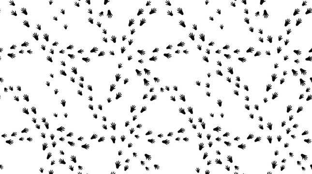 Squirrel paw prints and woodland creature tracks seamless background pattern vector illustration for textured backdrop