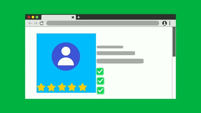 Web Browser Interface Showing User Profile Account with Five Star Rating