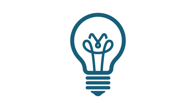Minimalist Blue Light Bulb Icon Vector Illustration