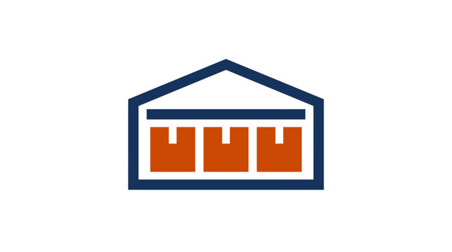 Warehouse Storage Icon with Shipping Boxes