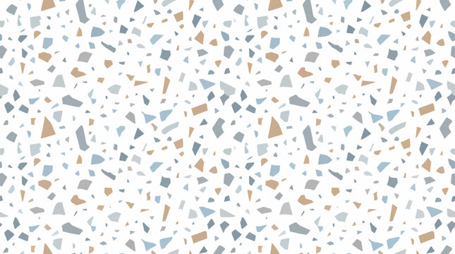 Terrazzo Pattern with Blue and Brown Stone Chips for Modern Interior Design Background