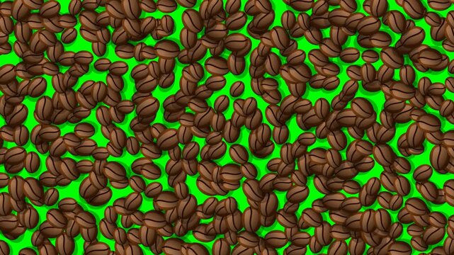 Coffee Beans Falling on Green Screen Chroma Key 4K Motion Background