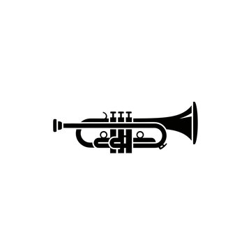 Minimalist Black Trumpet Silhouette Icon
