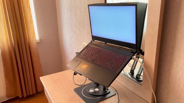 Laptop setup for remote work training and software demos