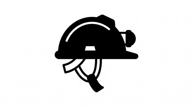 Safety helmet silhouette icon with headlamp, minimalist mining hard hat vector illustration isolated on white background