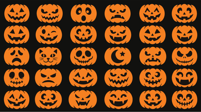 Halloween pumpkin faces stencil patterns