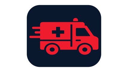 Fototapeta premium Ambulance icon in a rounded square button with speed lines, flat vector illustration of an emergency medical vehicle.