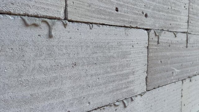 Close Up of Unfinished AAC Block Wall with Joint Lines