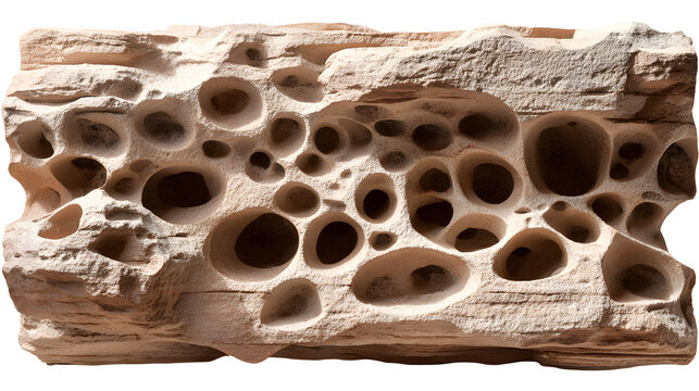 Natural sandstone tafoni weathering pattern on a rock surface